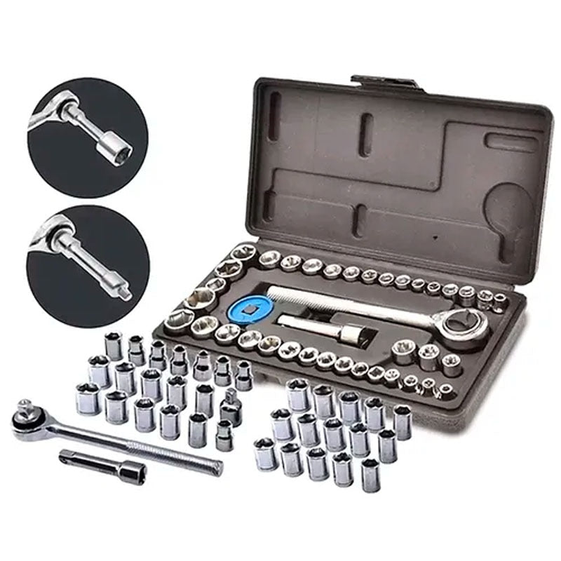 Jogo de Soquete com 40 peças Titanium 1/4-3/8